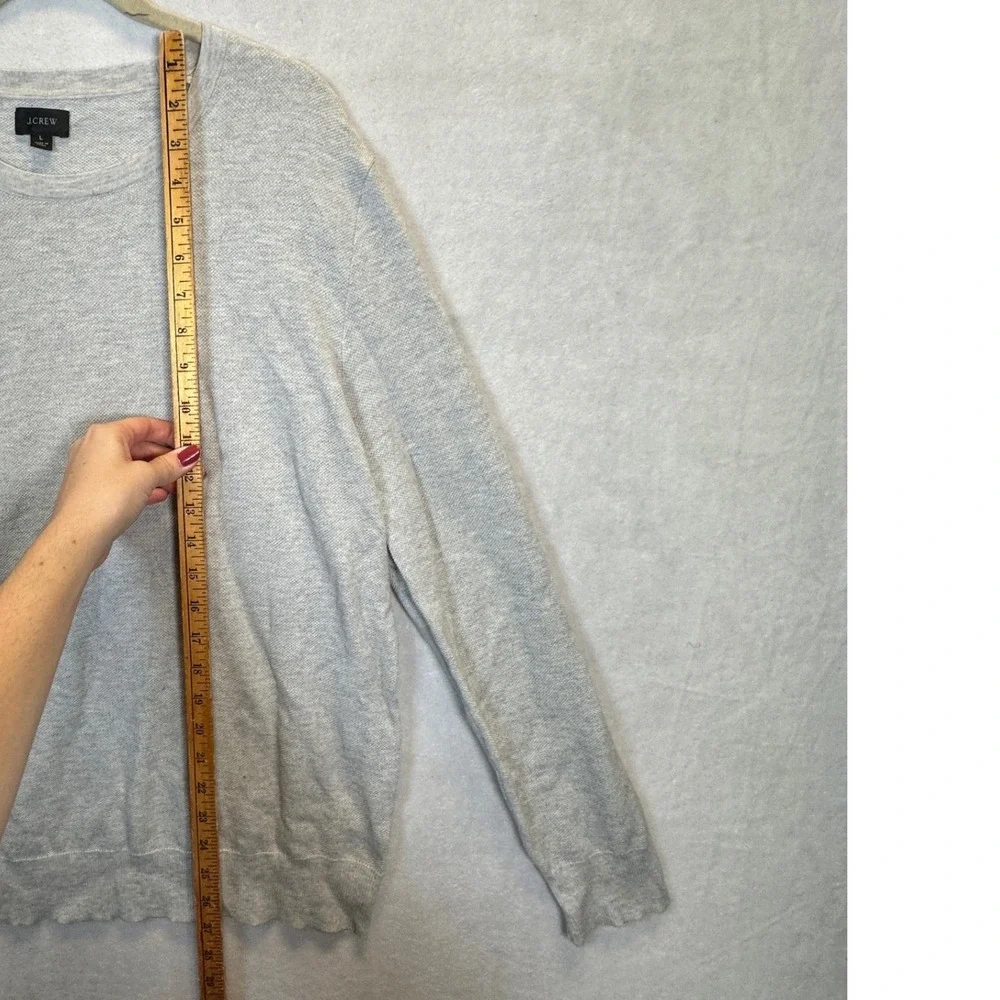 J. Crew Mens Large Gray Cotton Cashmere Blend Crewneck Sweater Heathered Knit